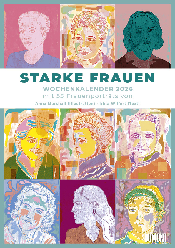 Starke Frauen Kalendercover mit neun Frauenporträts