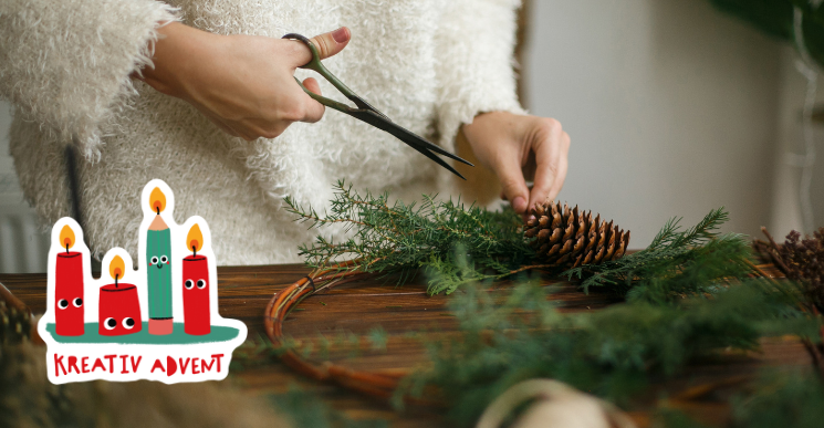 ADVENTSKRANZ BINDEN Studio Mama; Bild: Canva + Illustration Lea Geerken