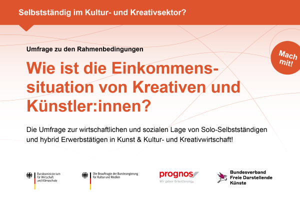 Studie „Wirtschaftliche und Soziale Lage in Kunst & Kultur- und Kreativwirtschaft“; Bild: Prognos AG und Bundesverband Freie Darstellende Künste  