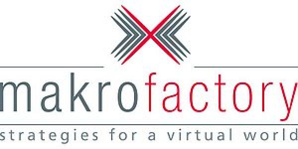 Logo: macrofactory. "strategies for a virtual world"