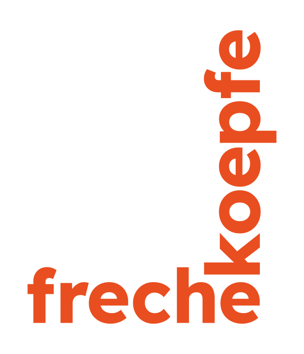 Wir sind eure Werbe- und Digitalagentur aus Karlsruhe. Logo der frechekoepfe-Werbeagentur in Karlsruhe.