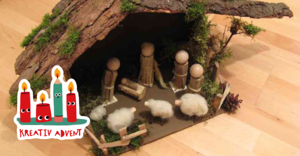 Weihnachtskrippen selbst gebaut Waldpädagogik; Bild: Illustration Lea Geerken